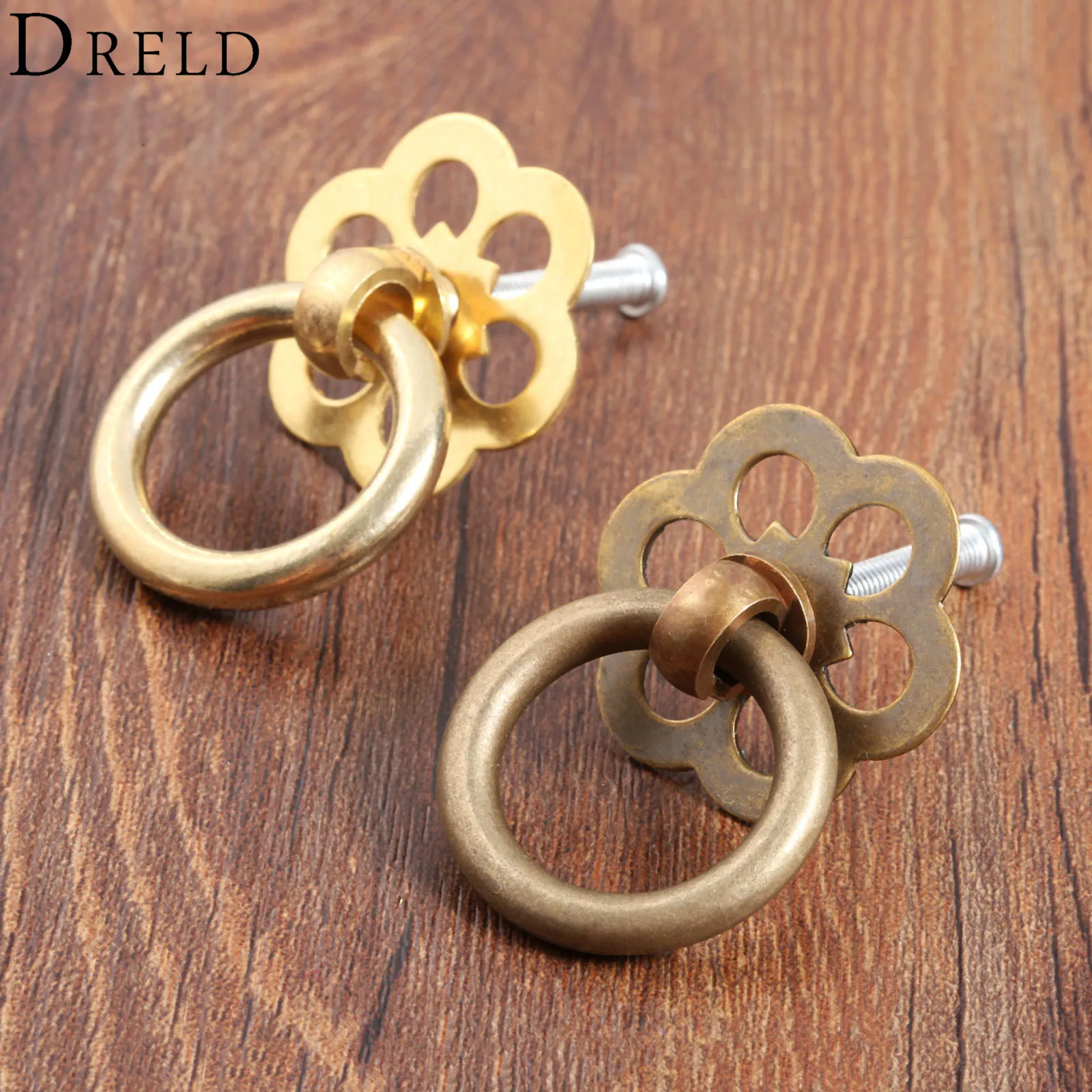 DRELD Винтаж латунные ювелирные изделия коробка ручки в форме колец мебельная