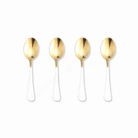 white gold tableware set golden spoons cutlery set stainless steel knife fork spoon mirror dinnerware kitchen dinner set