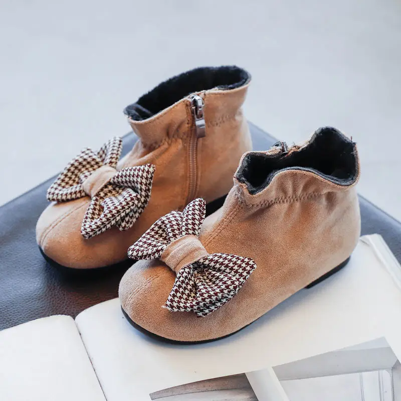 

Girls Martin Boots 2020 Winter Autumn New Little Princess Single Boots British Style Fashion Children Big Bow Short Boots