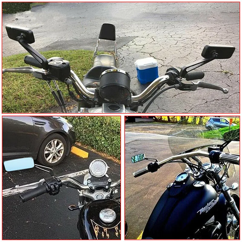 Мотоциклетное боковое зеркало заднего вида Алюминиевое квадратное 8 мм 10 для