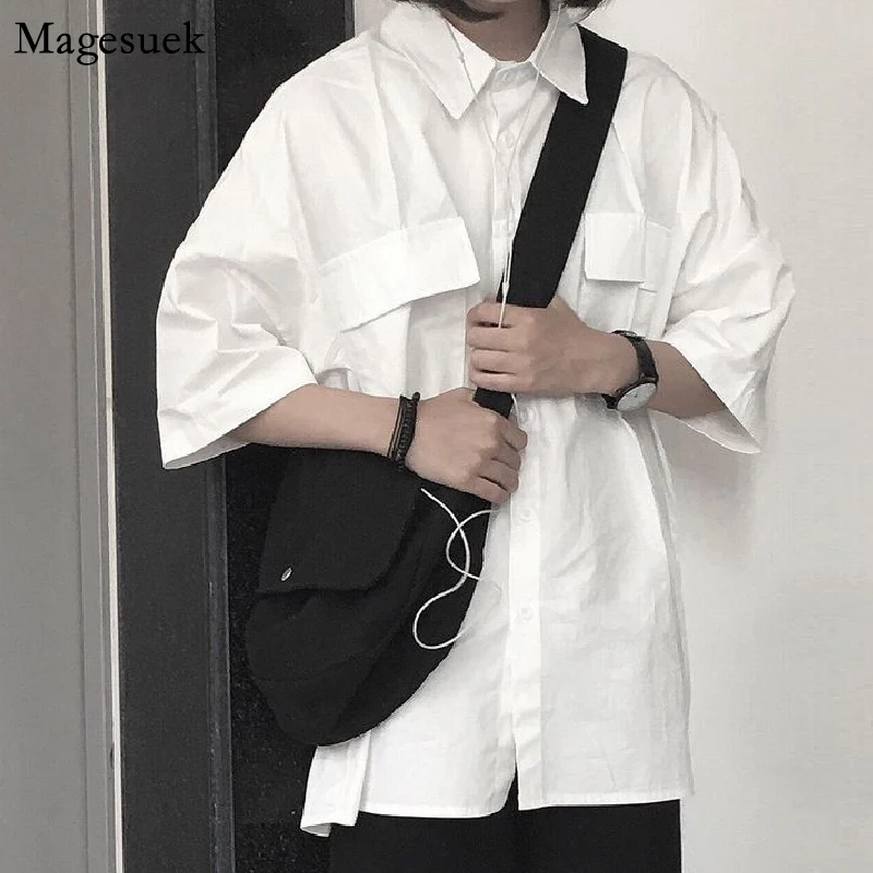 

Short Sleeve Shirt Women White Cotton Blouse Turn Down Collar Casual Summer New Teen Gril Student Shirt Women Loose Blouse 18437