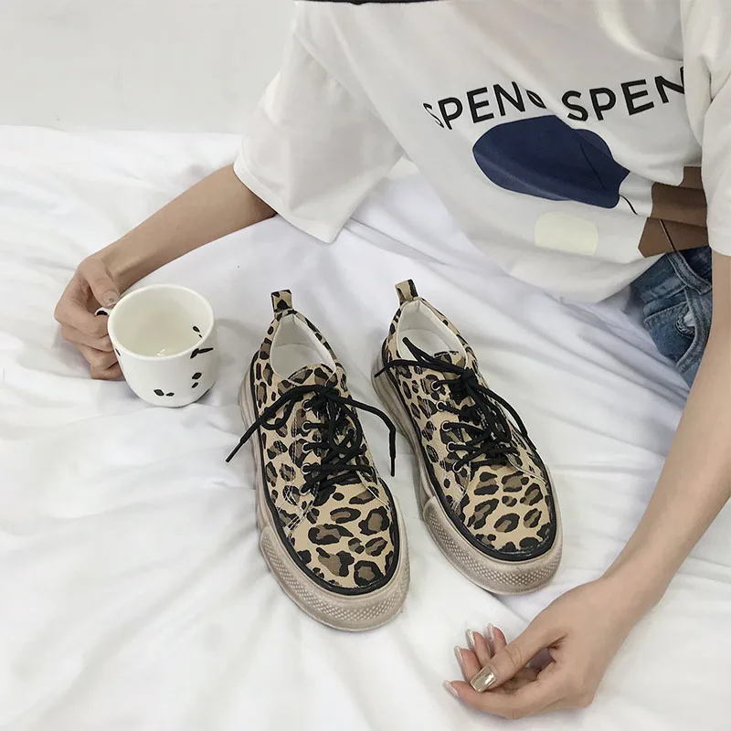 Gioio Brand New Causal Leopard 2cm Tall lady Shoes High Quality breathe Sewing Running Walking  Shoes Jogging Sports Sneakers
