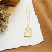 joolim jewelry pvd gold finish symple square pendant necklace stylish stainless steel necklace