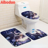 anime demon killer 3 piece toilet seat cover modern bathroom accessories non slip absorbent toilet seat mat 3d bathroom sets