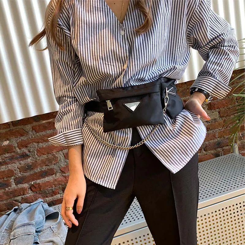 Пояс унисекс сумка для мужчин и женщин холщовая Роскошная брендовая поясная нейлоновая сумка с двумя карманами, сумка на грудь, модная хип-хоп поясная сумка