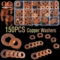 150pcs flat copper washer gasket nut bolt set flat ring seal assortment 15 sizes screw ring fasteners mini lavadora de ropa