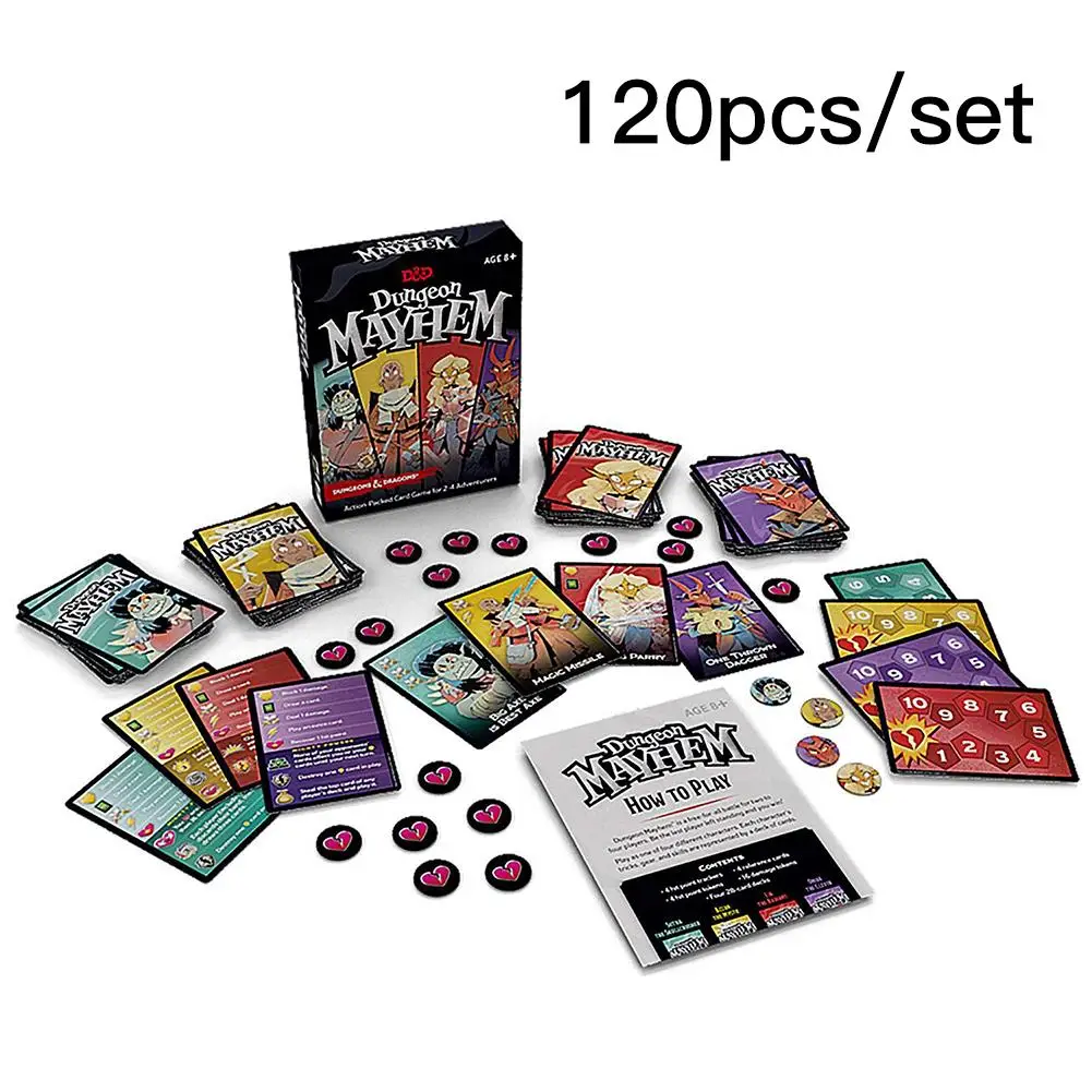120 шт., Вечерние игры с английскими картами, смешные игровые карты с 2-4 играми, Паладин, волшебник, варварь или изгой, четыре знаковых класса