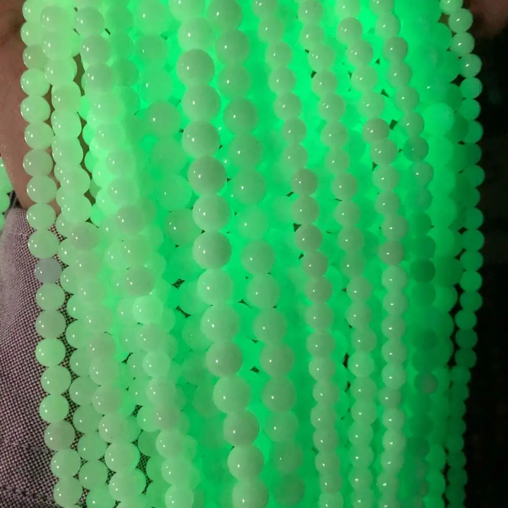 Круглые бусины из натуральных камней светящиеся в темноте женские Украшения для