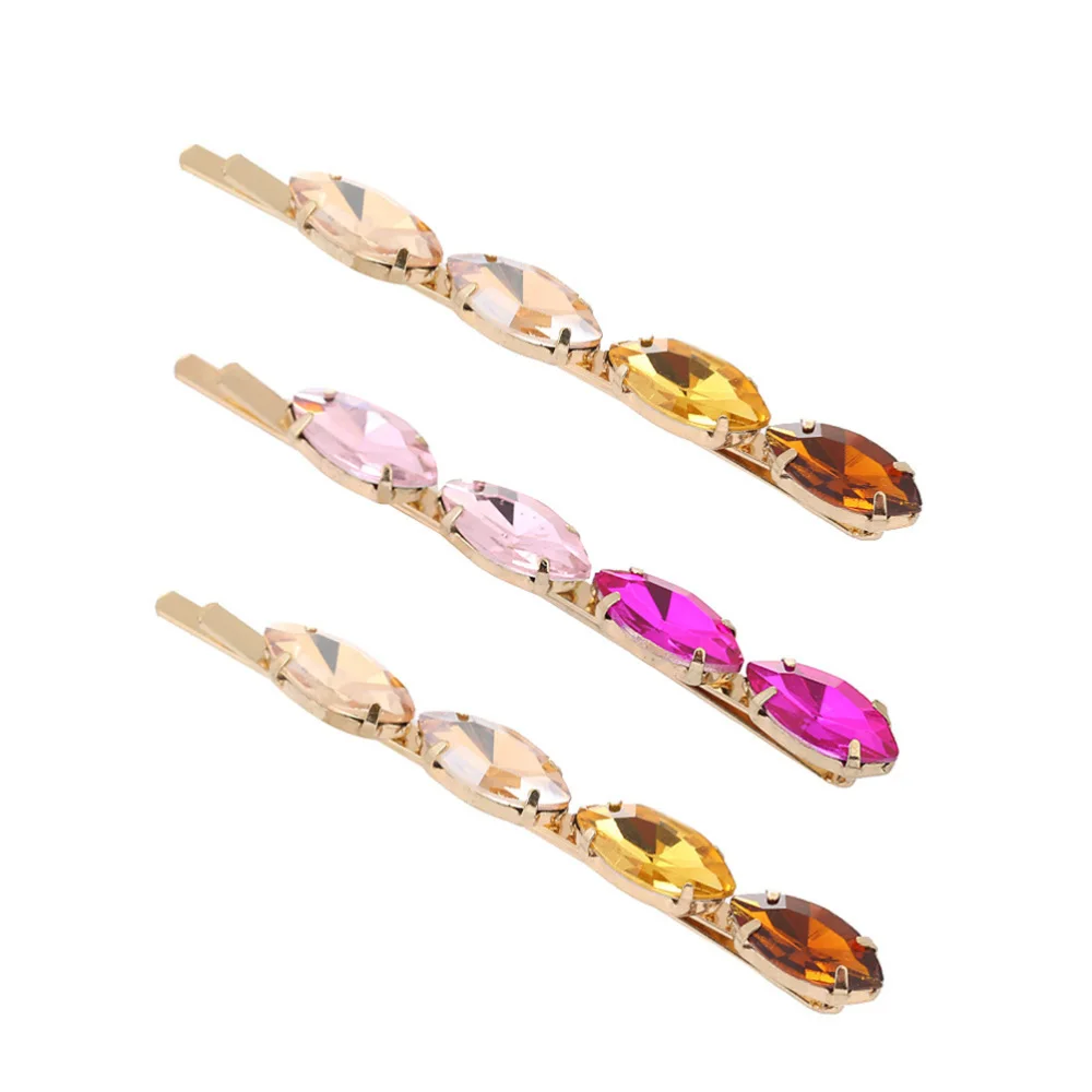 

4pcs Hair Clips Gradient Rhinestone Inlaid Side Clip Alloy Barrettes Hairpins for Girls (Rosy Gradient and Champagne Gradi