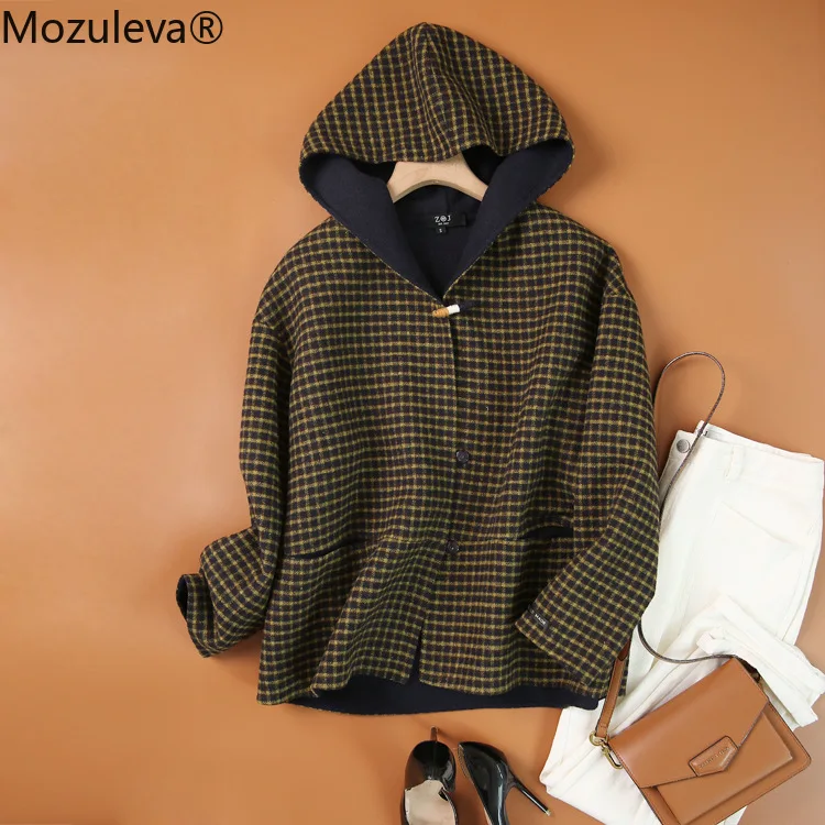 

Mozuleva 2021 Retro Handmade Woolen Coat Women's Woolen Coat Japanese Women's Autumn 2021 New Coat Women Covered Button