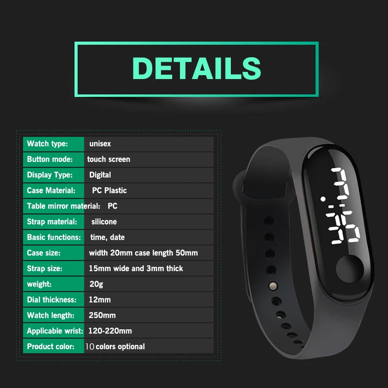 

Touch Screen LED Digital Display Silicone Strap Men Women Couple Wristwatch Electronic Bracelet Watches Kids Sport Fitness Clock