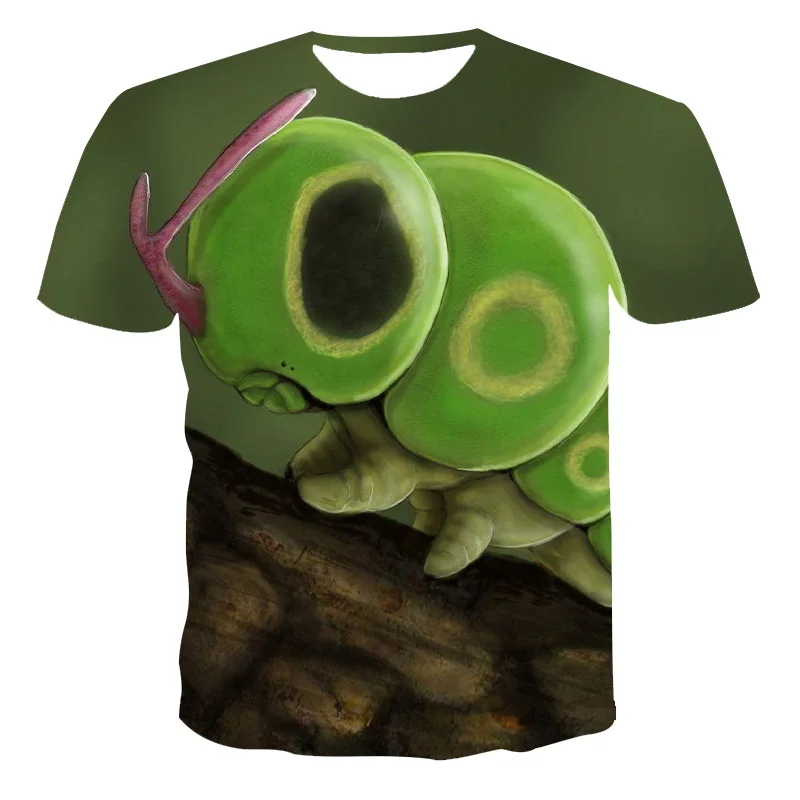 

The Latest Spring And Summer Men And Women Personality Fashion Breathable Round Neck Caterpillar Pattern 3D Printing Sports And