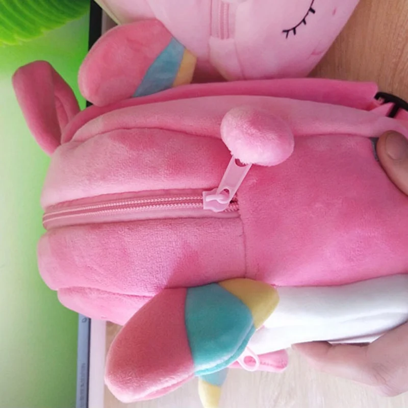 Детский пушистый рюкзак с единорогом для девочек плюшевый школьный на молнии