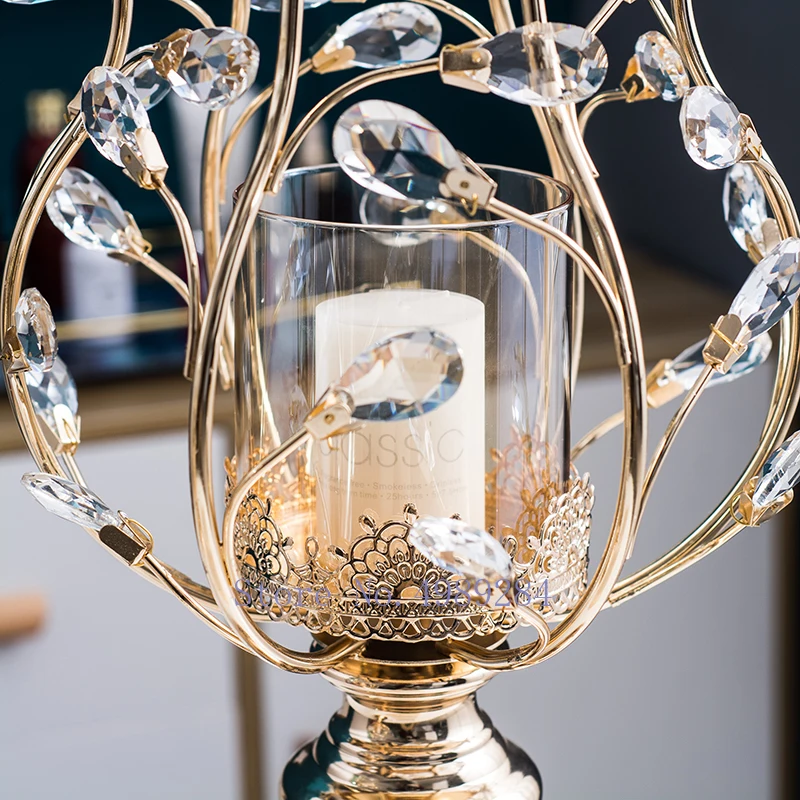 Креативный металлический золотой подсвечник хрустальный кулон современные