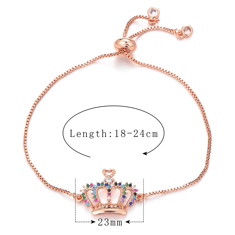 Браслет-Корона Pipitree розовое золото с несколькими фианитами | Украшения и
