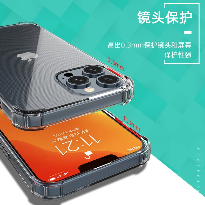 

Shockproof Phone Case For iPhone 12 11 13 Pro Max Xs X Transparent Silicone Case For iPhone 7 8 Plus SE 2020 XR Cases Back Cover