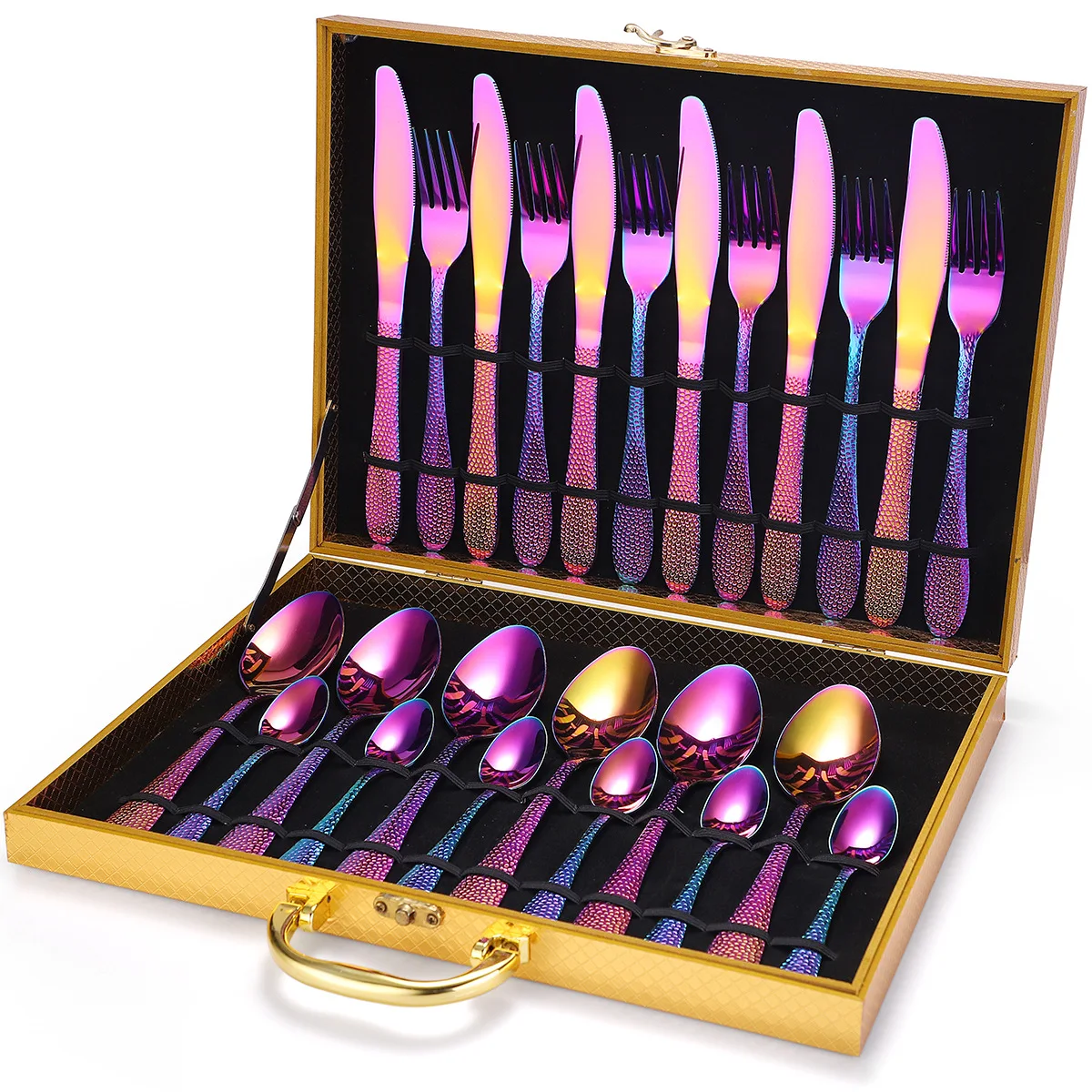 Набор радужных столовых приборов из нержавеющей стали 18/10 комплект 24 предметов