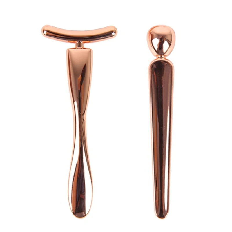 

094E 2pcs Face Massager 3D Roller T Shape Facial Massage Kit Anti Aging Wrinkles Lift Tightening Skin Care Tool