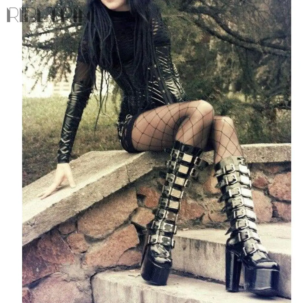 Женские ботинки на высоком каблуке с молнией и пряжкой | Обувь