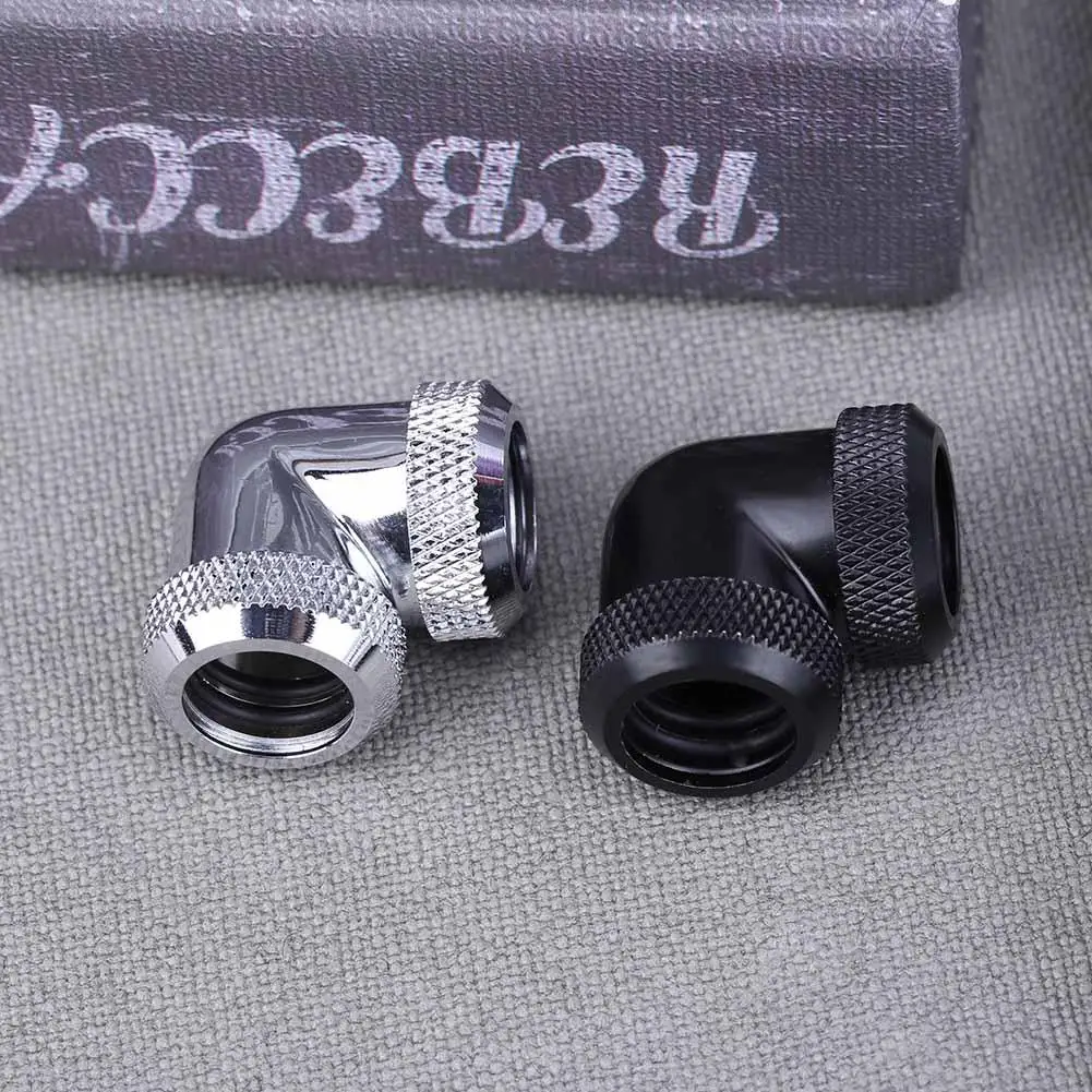 

14mm OD G1/4 Inner Thread 90 Degree Tube Connector for PC Water Cooling detachable quick torsion 3-ring seal