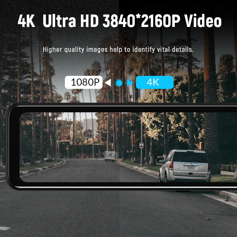 Двойной видеорегистратор E-ACE 4K Автомобильный зеркало заднего вида 12 дюймов 3840*2160P