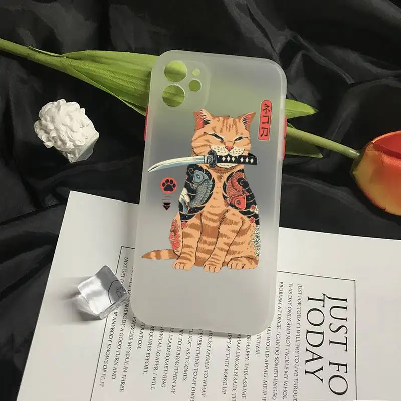

Matte Japanese Style Cats And Dogs Cellphone Phone Case For Iphone 11 12 Pro Max 7 8 Plus X Xs Xs Max XR Translucent Matte Cvoer