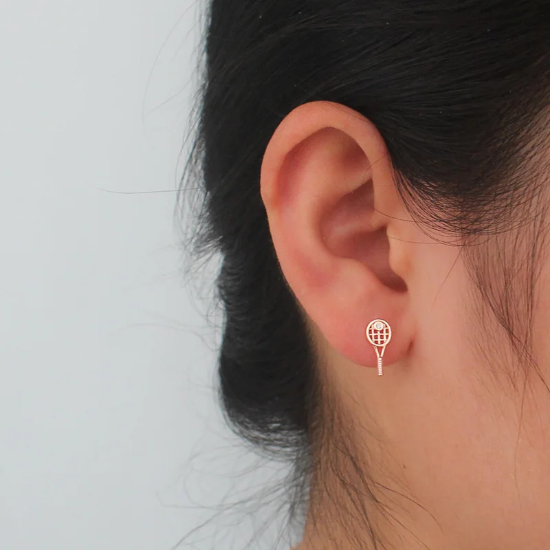 Trusta 925 Sterling Silver Earring Jewelry Women's Fashion Small Tennis Racket Stud Earrings Sport Gift for Girls Teens DS1283 |
