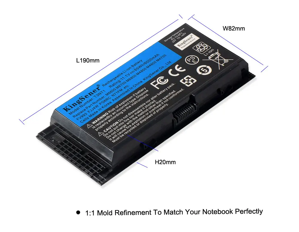 KingSener 11 1 V 6000mAh T3NT1 M6600 Аккумулятор для ноутбука DELL Precision M6700 M6800 M4800 M4600 M4700 FJJ4W PG6RC R7PND