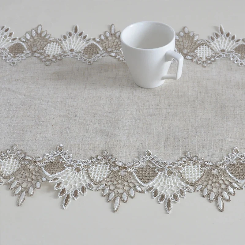 Скатерть льняная ручной работы простая современная кружевная скатерть