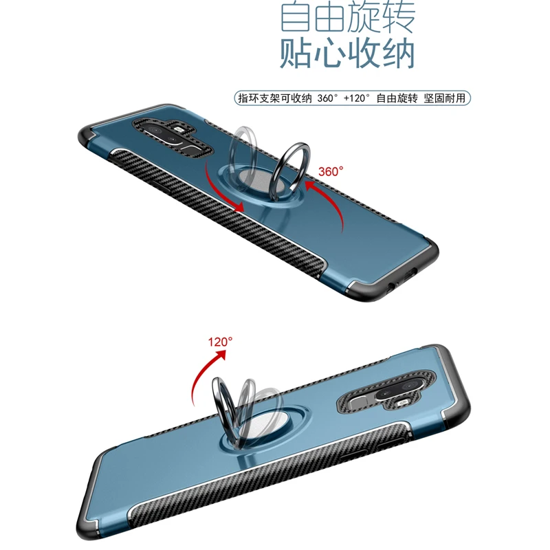 Чехол с металлическим кольцом для Samsung Galaxy A6 Plus J8 2018 Джинсовый чехол-подставка +