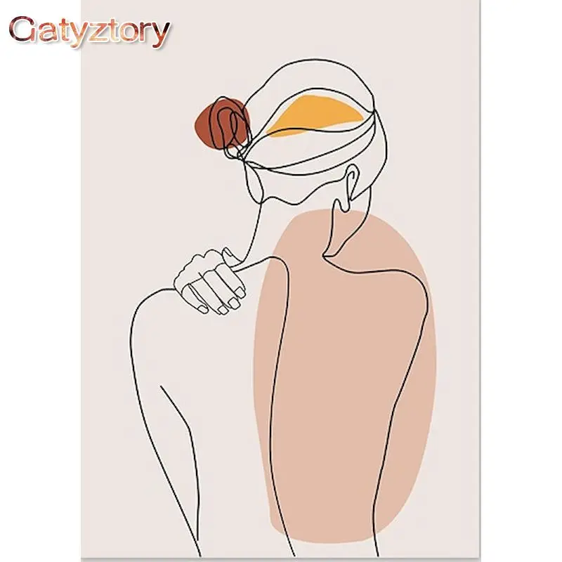 

GATYZTORY DIY Painting By Numbers Abstract Woman HandPainted Oil Painting Drawing On Canvas Custom Photo Home Decoration