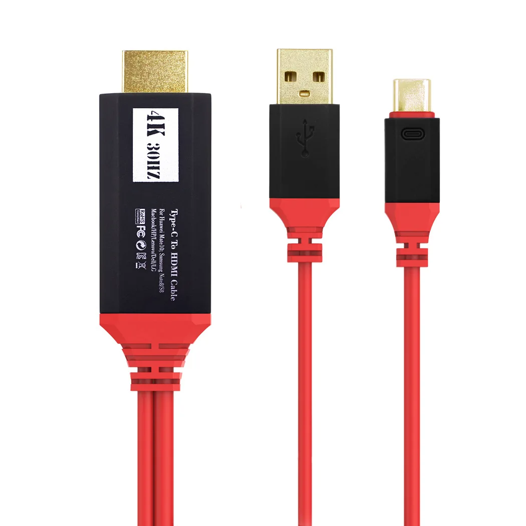 Type C кабель-Переходник USB на HDMI ТВ адаптер 4K HDTV видео кабель для MacBook Pro Samsung Galaxy S10