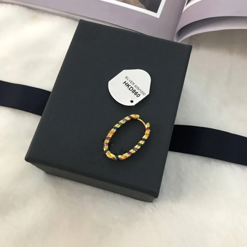 Модный шарм копия 1:1 желтый разноцветный обруч моно серьги с полосками женские