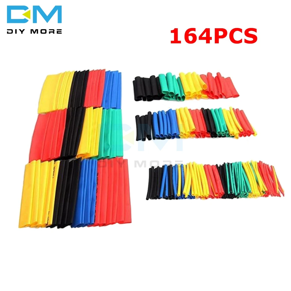 164PCS Multicolor 127/140/328/530 шт Ассорти Полиолефиновая термоусадочная трубка электрического кабеля рукава комплекты пробка 8 размеров многоцветный/черный - Цвет: 164PCS Multicolor