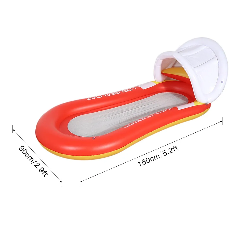 

Inflatable PVC Pool Float with Canopy Swimming Pool Lounger Floating Hammock Raft