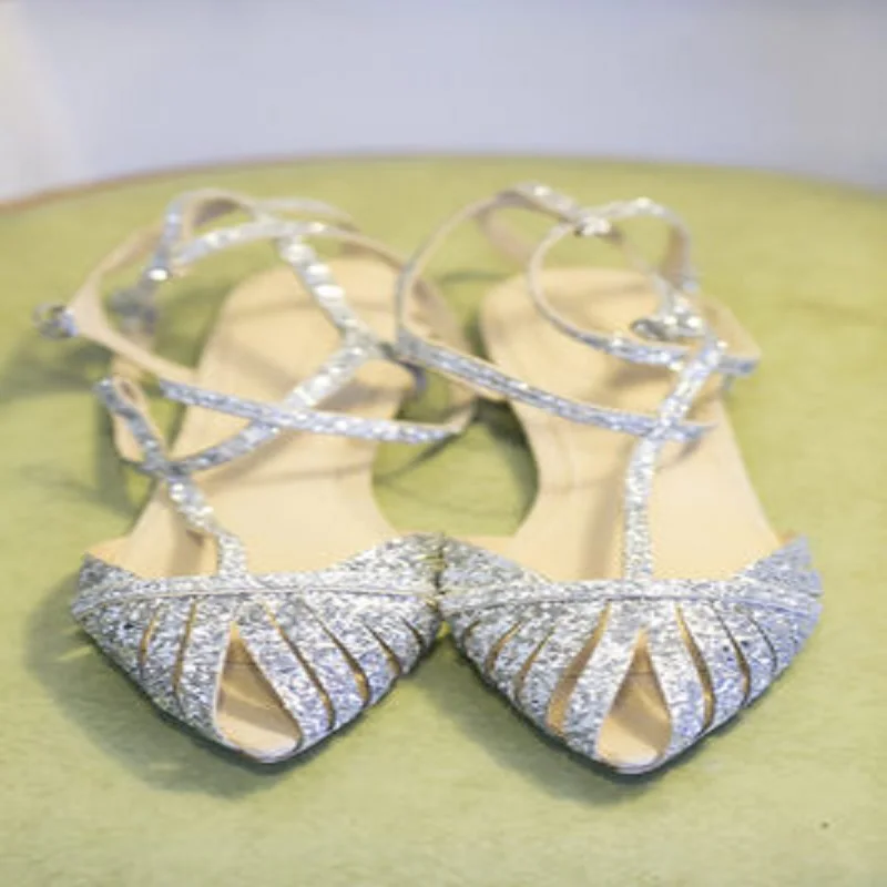 Сандалии женские серебристые с ремешком модная свадебная обувь в европейском и