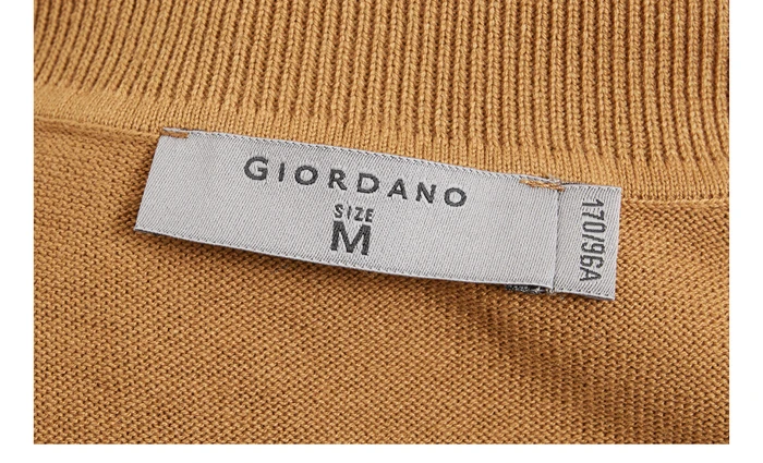 Giordano мужской джемпер с круглым высоким воротом,из натурального хлопка