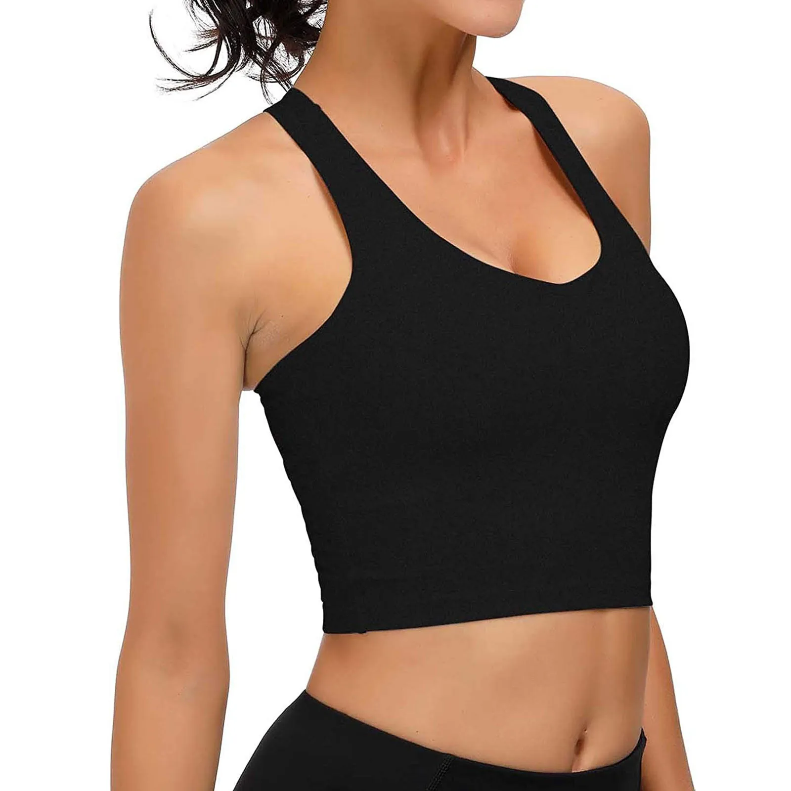 

Майка женская однотонная с U-образным вырезом, короткий облегающий Топ, модная повседневная майка без рукавов, весна-лето