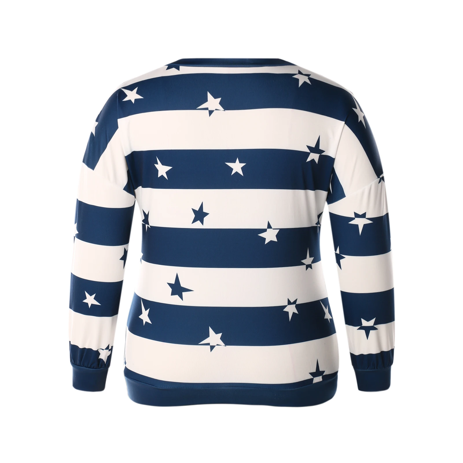 hirigin Plus Size Female Pullover Striped/ Star Print V-Neck Shirt Long Sleeve Blouse Tops for Summer Fall S-5XL | Женская одежда