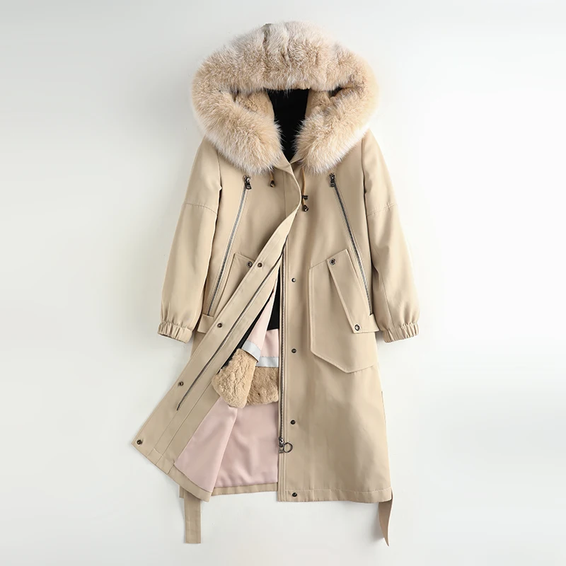 2019 осенне зимний натуральный Лисий мех воротник пальто из натурального