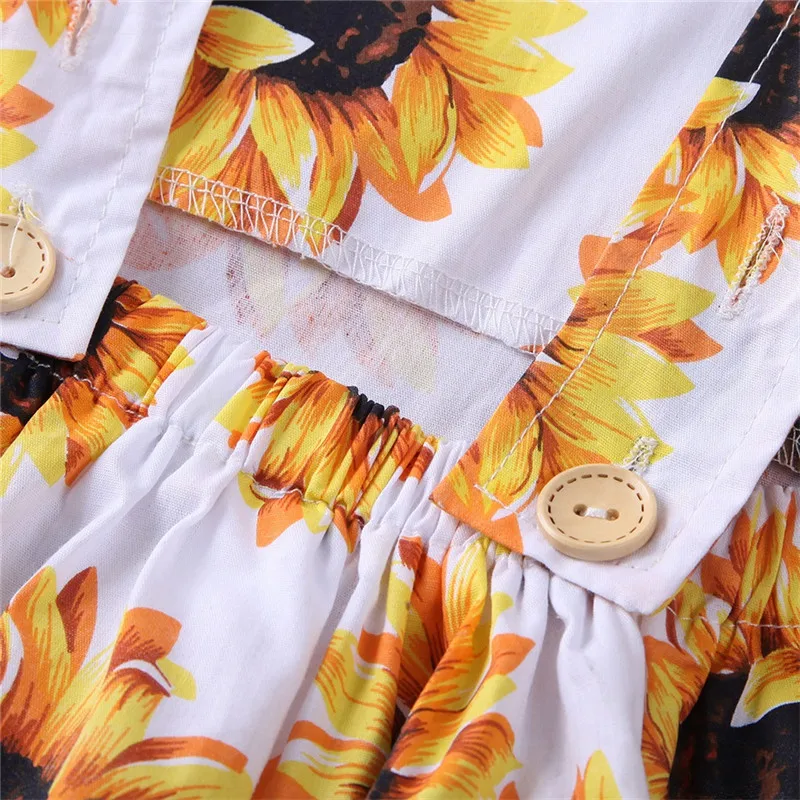 

Sunflower Bodysuit for Newborn Infant Baby Girl Summer Fly Sleeve Floral Jumpsuit Headband One Pieces Clothes Outfit 0-24M