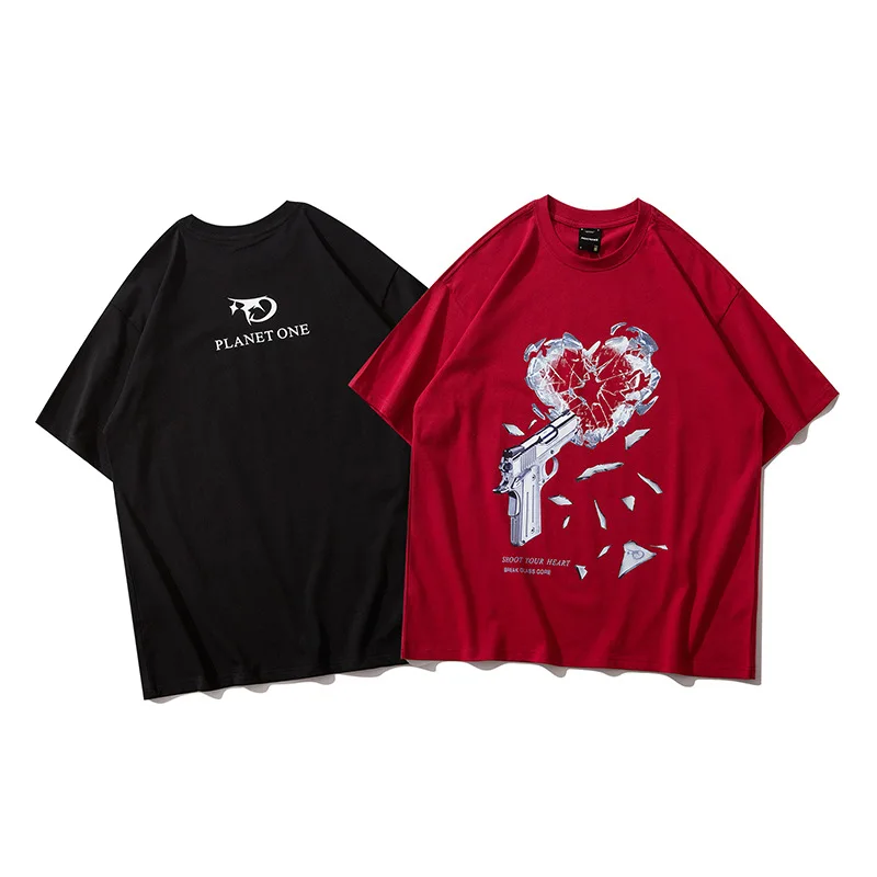 

Fashion Hipster Hip Hop Creative Print T Shirts Couple Streetwear Casual Short Sleeve Loose Tshirt Women's Pure Cotton Tees Tops