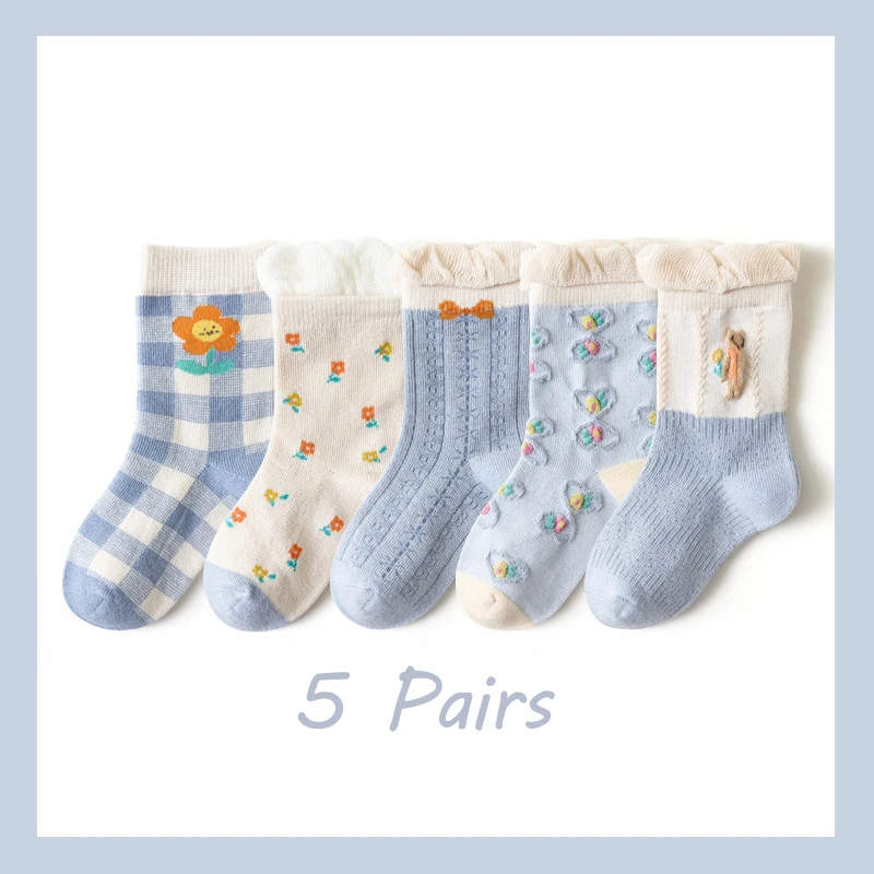 5 парт/Лот Детские Разноцветные носки с принтом для девочек зимние осенние