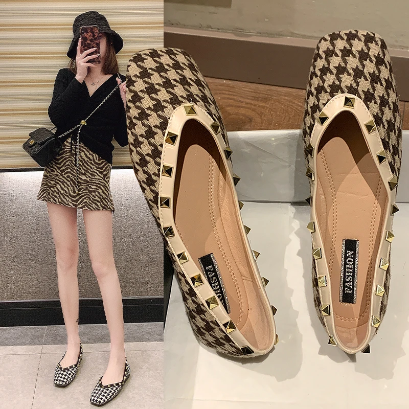 

Женские туфли на плоской подошве в Корейском стиле ретро с квадратным носком Стразы удобная обувь