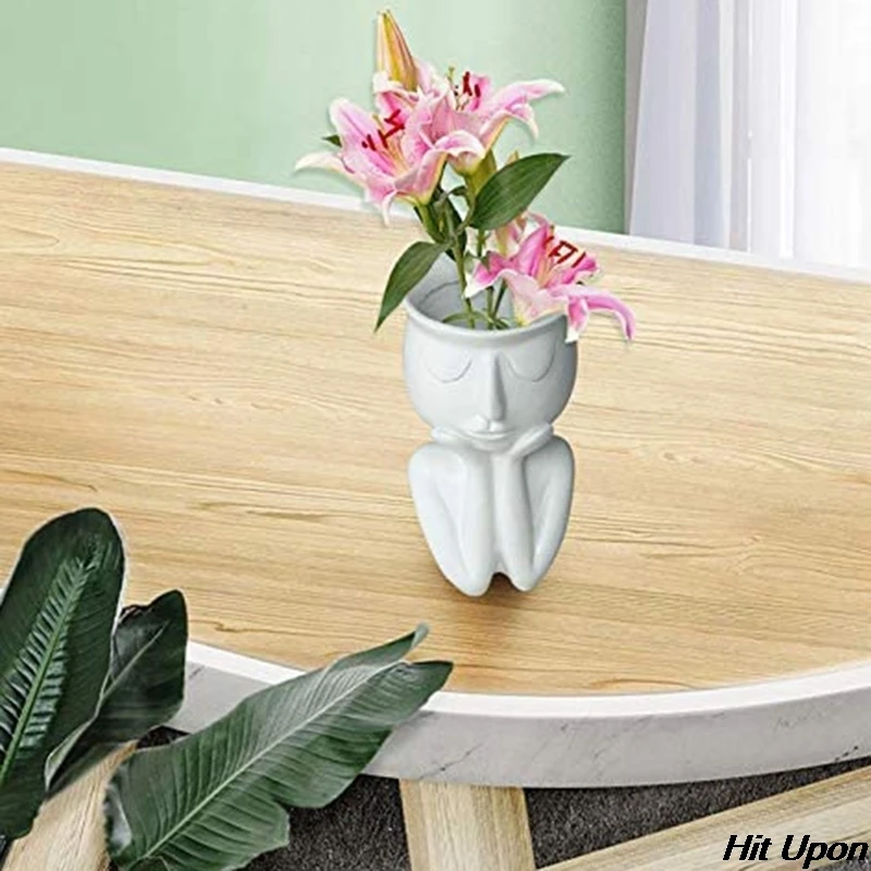 

Human Face Flower Pot Home Desktop Vase Micro Landscape Decor Character Portrait Flower Pot Resin Succulents Plant Pot Abstract