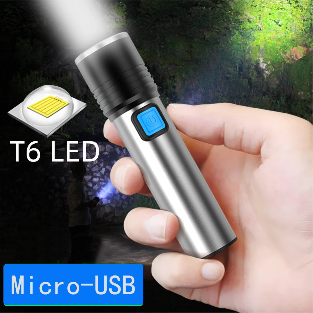 Мини светодиодный фонарик usb Перезаряжаемый встроенный литиевый аккумулятор 1200