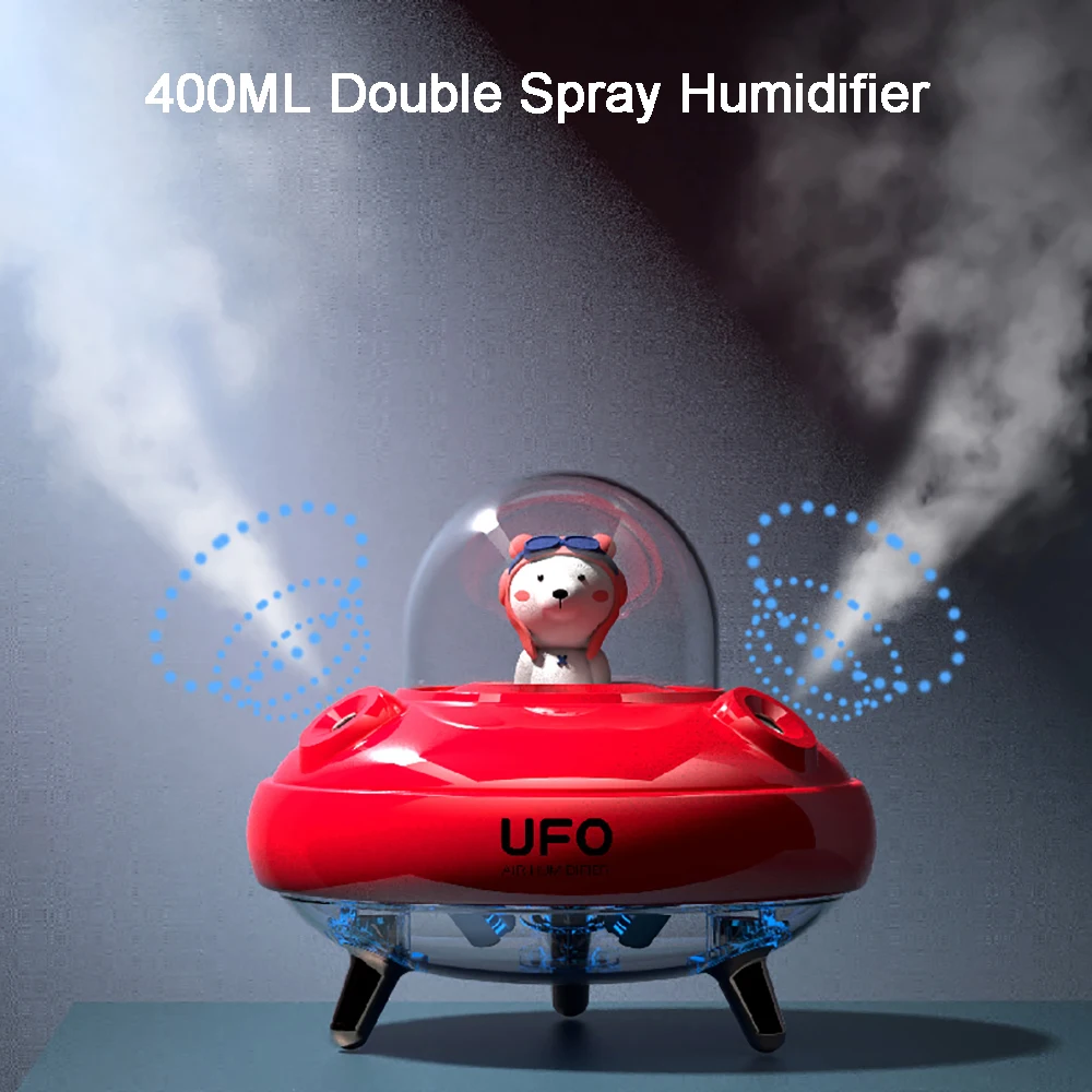 

UFO увлажнитель в форме домашних животных креативный подарок Автомобильный аромадиффузор светящийся распылитель для очистки воздуха с двой...