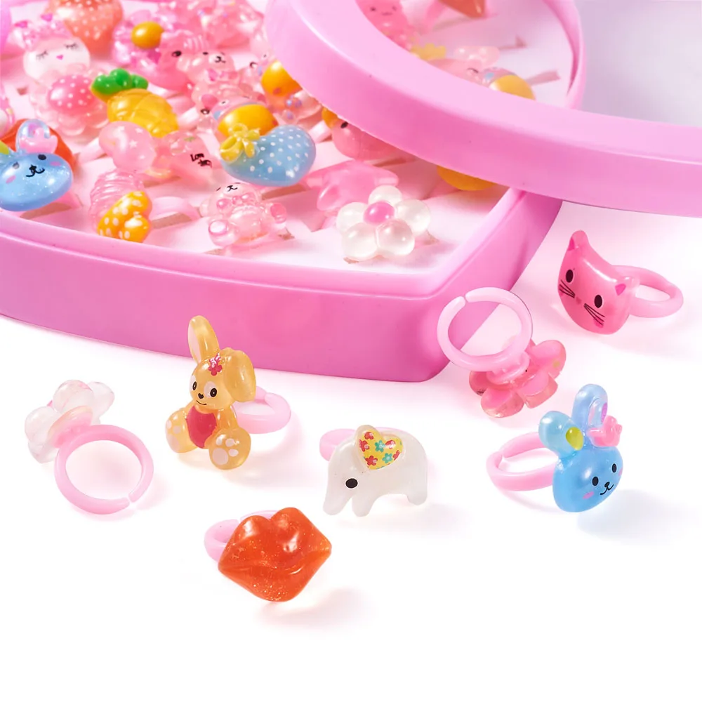 36 шт./коркор. Милые Акриловые Детские Кольца-манжеты смешанных цветов красивые