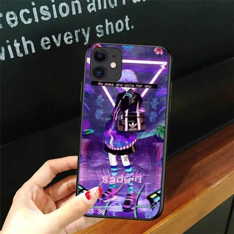 

Vaporwave Glitch Anime Phone Case For Iphone 5 5S SE 6 6s 7 8 plus X Xr XS 11 12 Mini Pro Max Cover Fundas Coque