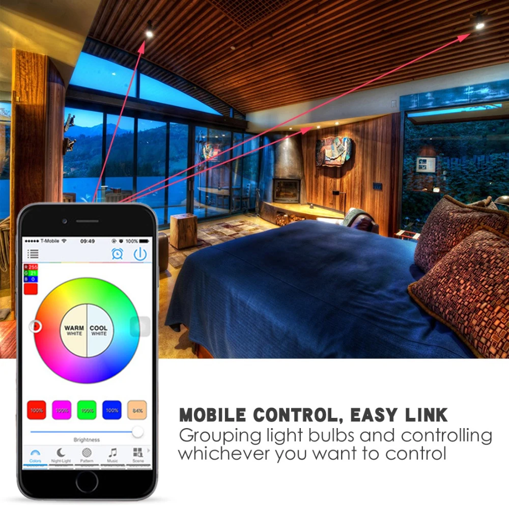 E27 Беспроводная Bluetooth умная RGB волшебная лампа для домашнего освещения с